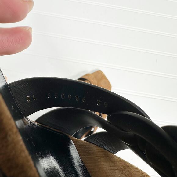 Saint Laurent Tribute 85 Mules Brown Corduroy Woven Heeled Sandals Size 39.5 - Picture 7 of 14